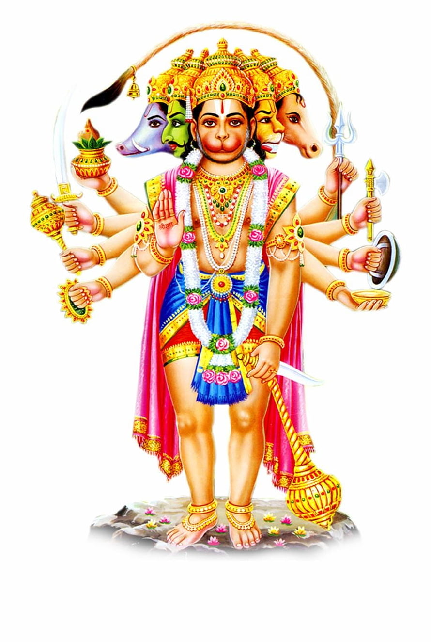 Panchamukhi Hanuman Devotional Illustration with Five Faces and Multiple Arms, Panchamukhi Hanuman Png s, hanuman ji full mobile HD phone wallpaper