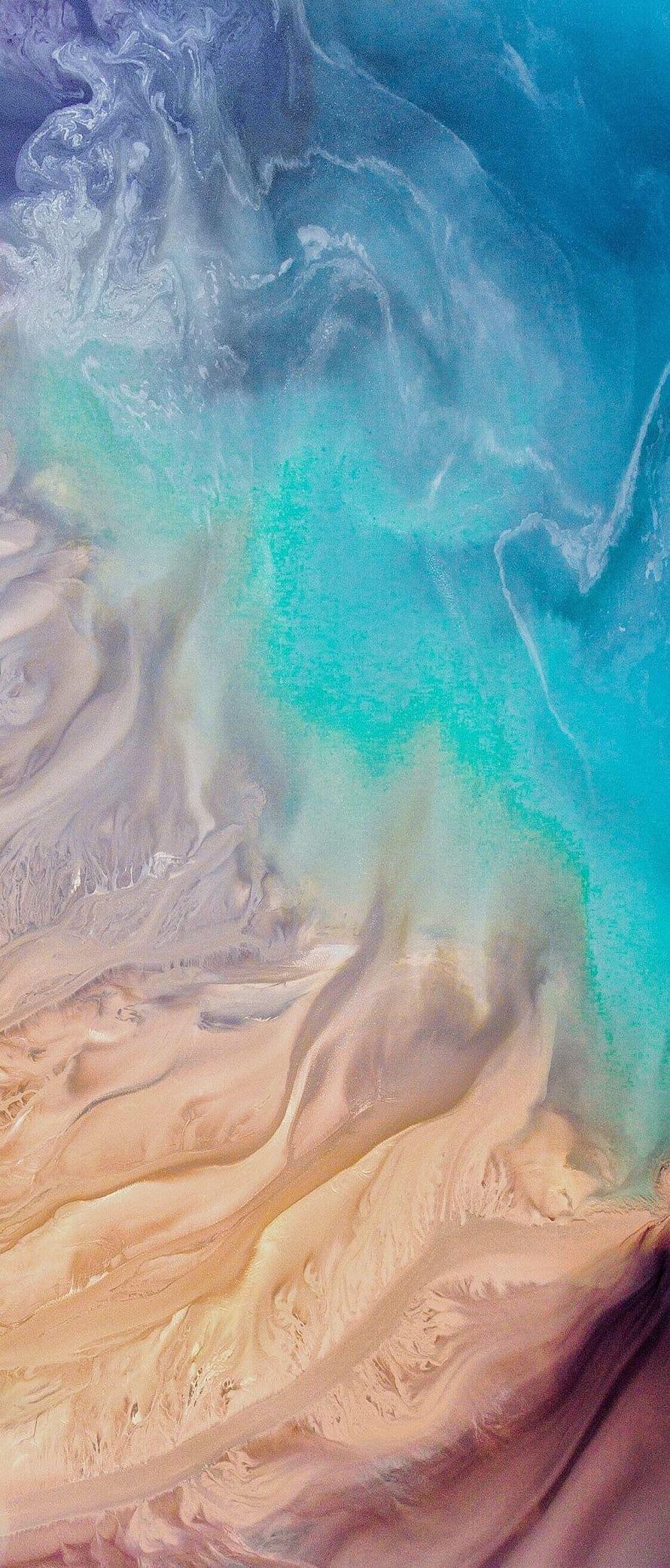 Abstract Fluid Art Wallpaper With Swirling Blue, Teal, And Peach Ink Patterns HD phone wallpaper