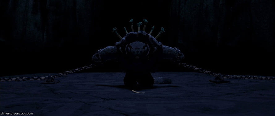 Tai Lung Chained in a Dark Prison Cell with Swords Piercing His Back HD wallpaper