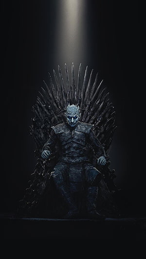 Night King Seated on the Iron Throne in Dark Fantasy Setting HD phone wallpaper