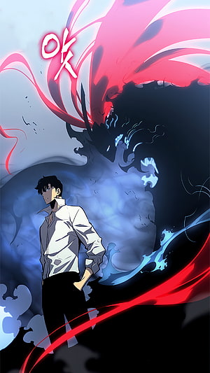 Manhwa Character With Red And Blue Energy Aura, Anime Solo Leveling, igris solo leveling HD phone wallpaper
