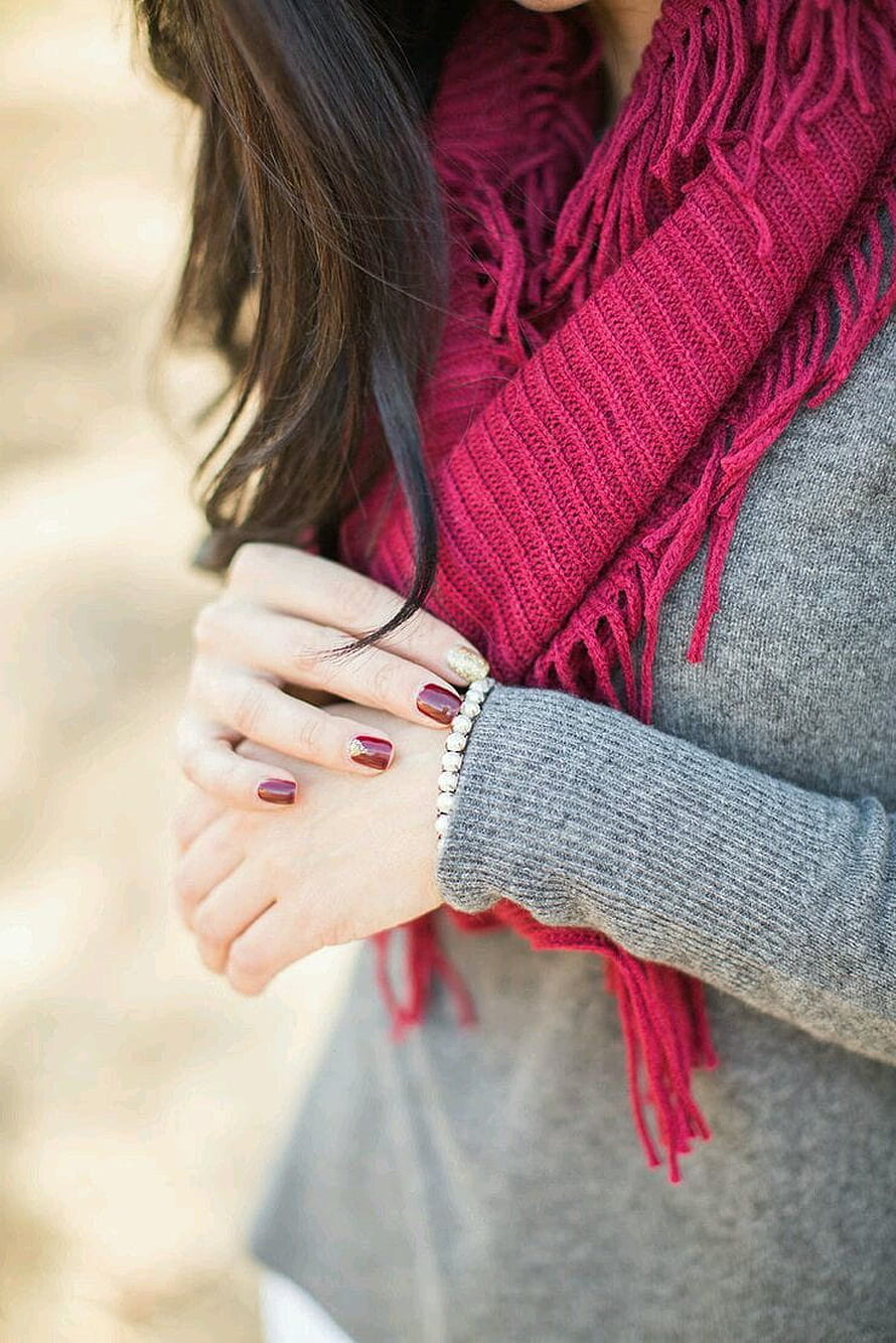 Cozy Winter Portrait of Woman in Grey Sweater and Red Knitted Scarf, 3 Hidden Face Girls Fb Dps 2019 beautiful girls Hidden 2019 Whatsapp Dps for Girls Hidden Face pics of cute girls profile for Facebook & Whatsapp, #dps HD phone wallpaper