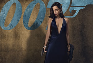Ana de Armas as Paloma in No Time to Die with 007 Logo and Dual Weapons HD wallpaper