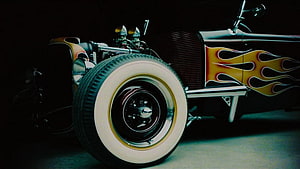 Classic Hot Rod With Flame Paint Job And Whitewall Tires HD wallpaper