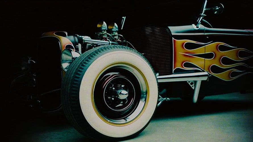 Classic Hot Rod With Flame Paint Job And Whitewall Tires HD wallpaper