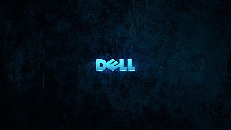 Dell Logo Glowing on Dark Textured Background HD wallpaper