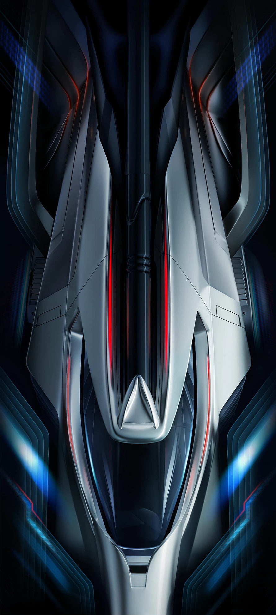 Redmi K50 Gaming Phone Front View with Red Accent Lighting and Futuristic Design HD phone wallpaper