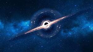 Supermassive Black Hole with Accretion Disk in Deep Space Nebula HD wallpaper