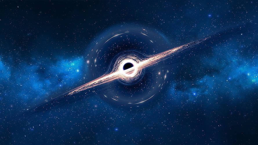 Supermassive Black Hole with Accretion Disk in Deep Space Nebula HD wallpaper