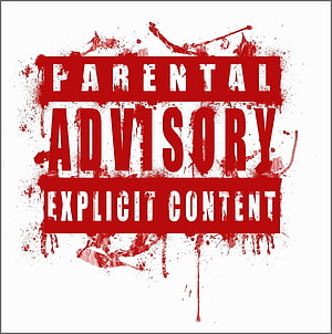 Grunge Parental Advisory Explicit Content Logo With Red Blood Splatter Effects HD phone wallpaper