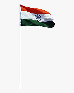 Indian National Flag Waving on a Tall Pole Against a White Background HD phone wallpaper