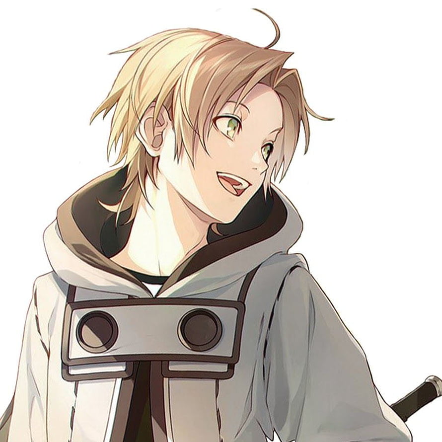 Rudeus Greyrat Anime Character Portrait in White Hooded Coat HD phone wallpaper