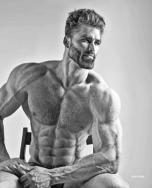 Black and white portrait of a muscular bearded man with defined abs and chest, 11 Giga Chad ideas, #giga chad HD phone wallpaper