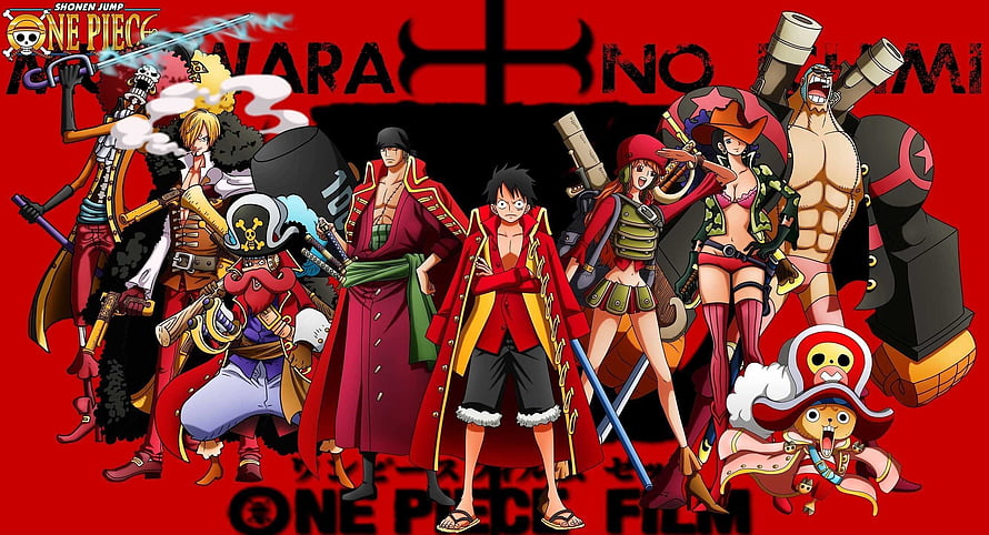 One Piece Film Red Straw Hat Pirates Group Artwork HD wallpaper