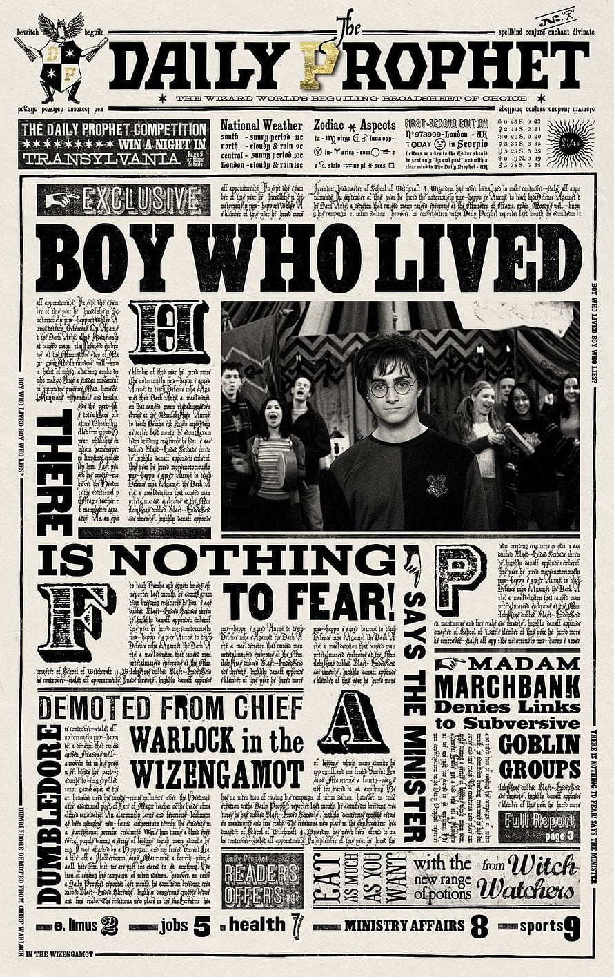 Harry Potter Daily Prophet Newspaper Front Page Boy Who Lived HD phone wallpaper