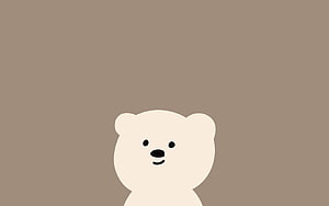 Cute Minimalist White Bear Illustration on Brown Background HD wallpaper