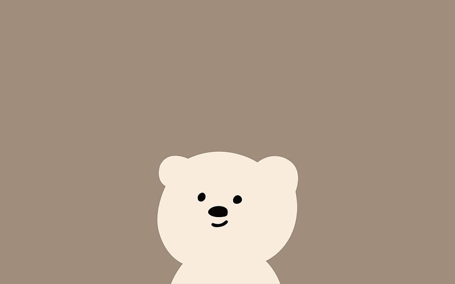 Cute Minimalist White Bear Illustration on Brown Background HD wallpaper