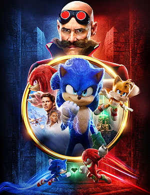 Sonic the Hedgehog 2 Movie Poster Featuring Sonic, Tails, Knuckles, and Dr. Robotnik HD phone wallpaper