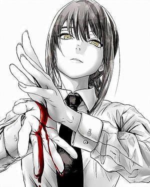 Makima from Chainsaw Man manga illustration with blood on hands, makima , #Makima HD phone wallpaper