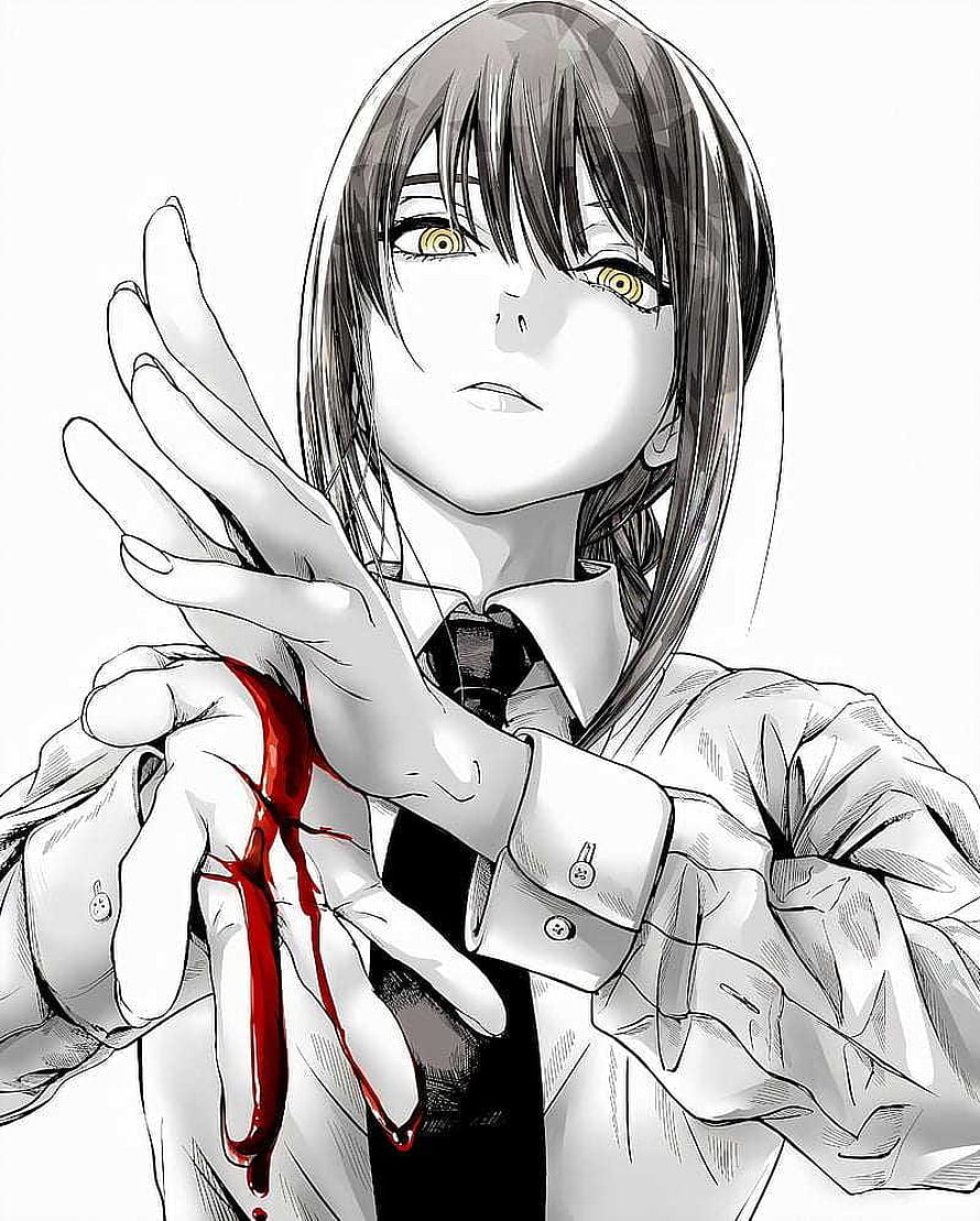 Makima from Chainsaw Man manga illustration with blood on hands, makima , #Makima HD phone wallpaper