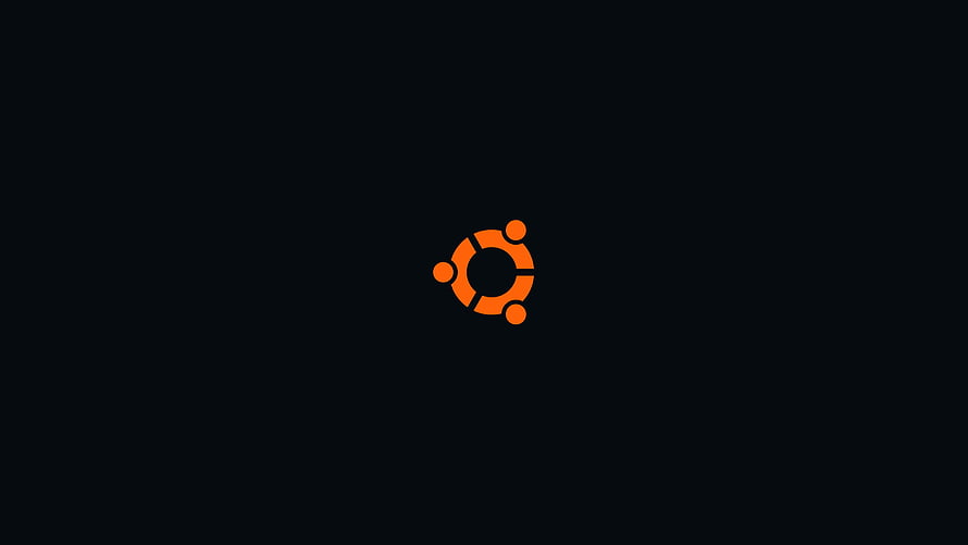 Minimalist Orange Ubuntu Logo on Dark Background HD wallpaper