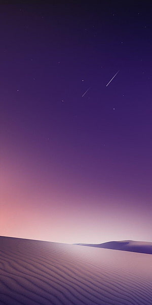 Purple Desert Dunes Under a Starry Night Sky with Shooting Stars HD phone wallpaper