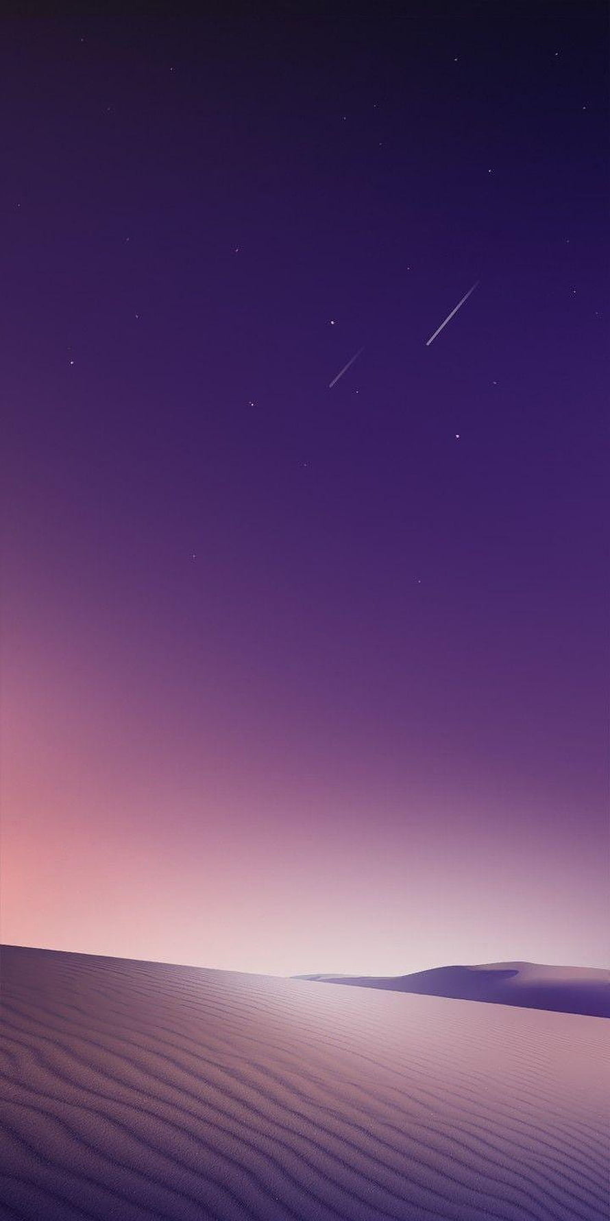 Purple Desert Dunes Under a Starry Night Sky with Shooting Stars HD phone wallpaper