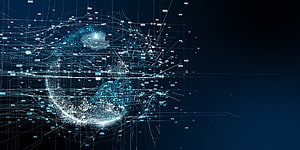 Abstract Digital Globe With Glowing Network Connections And Data Streams HD wallpaper