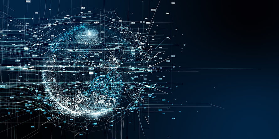 Abstract Digital Globe With Glowing Network Connections And Data Streams HD wallpaper