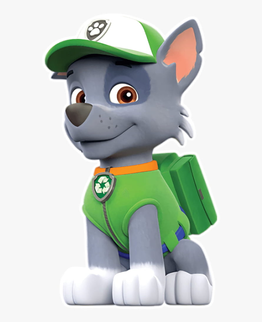 Rocky from Paw Patrol in Green Recycling Vest and Cap HD phone wallpaper