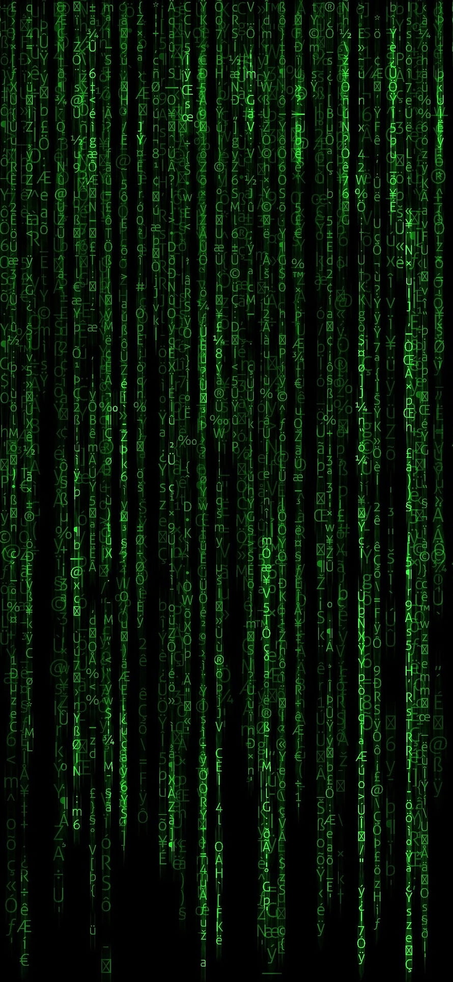 Digital Rain Matrix Code Green Characters Falling On Black Background Abstract Technology Wallpaper HD phone wallpaper