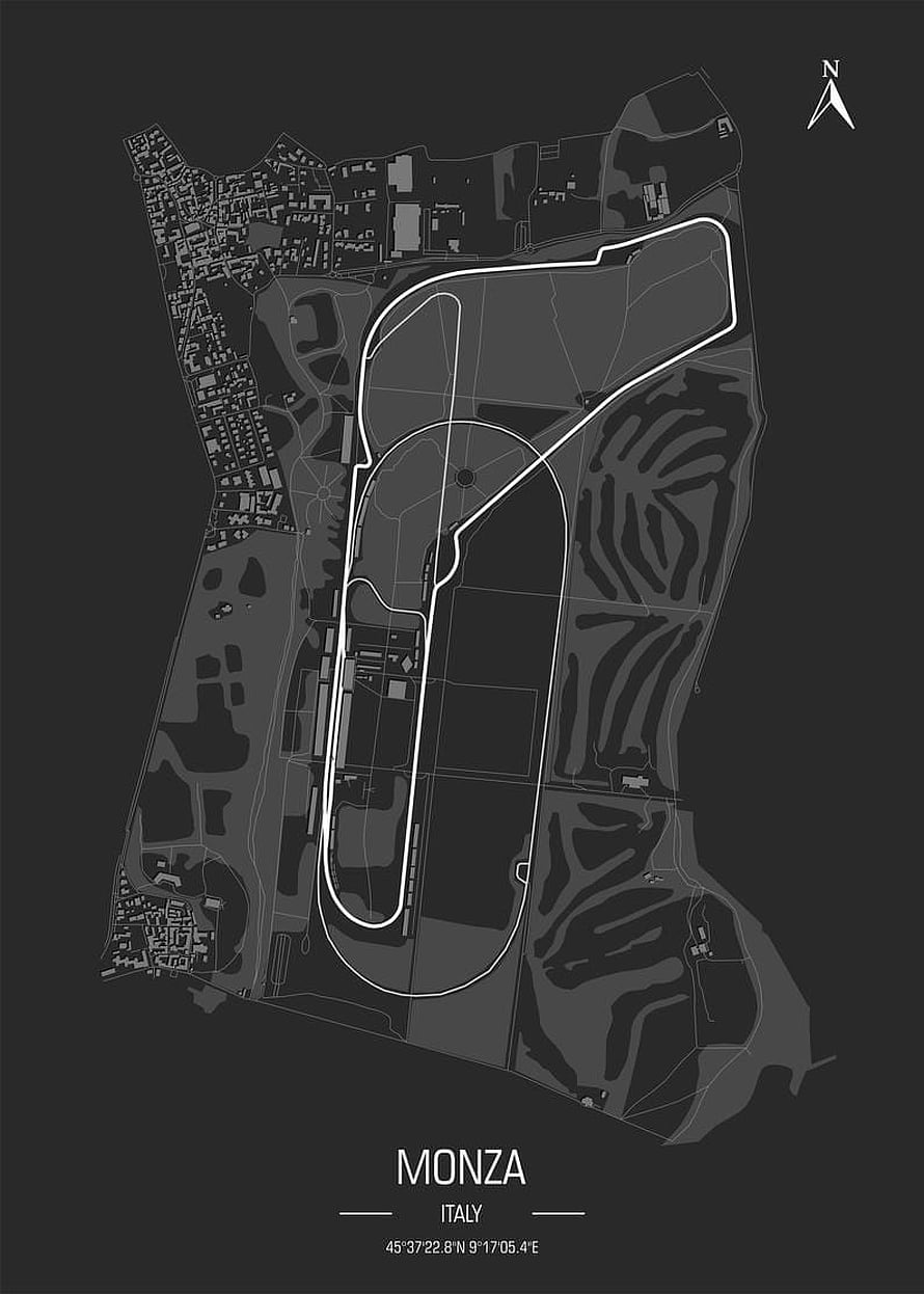 Autodromo Nazionale Monza Circuit Map Poster for Italian Grand Prix F1 Racing Fans HD phone wallpaper