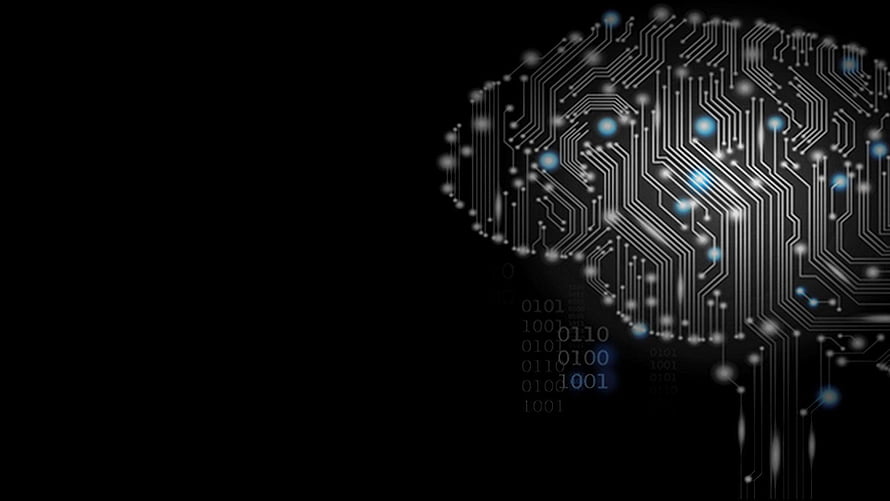 Digital Brain Circuit Board With Binary Code On Black Background HD wallpaper