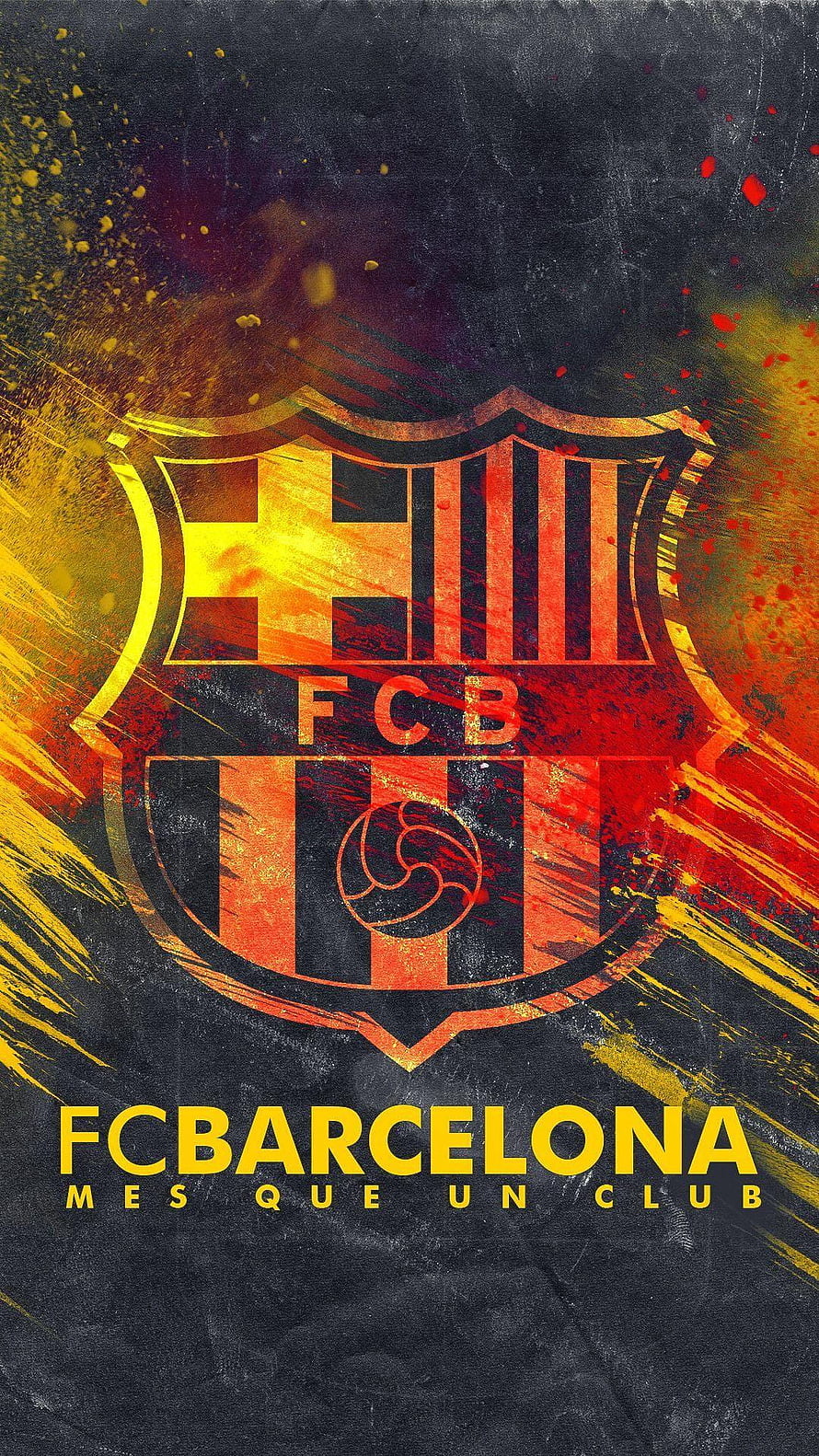 FC Barcelona Grunge Logo Wallpaper with Mes Que Un Club Slogan HD phone wallpaper