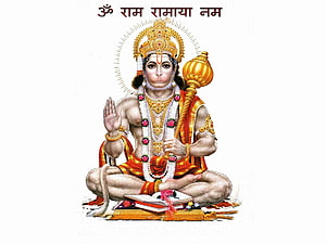 Lord Hanuman Sitting with Mace and Sacred Texts Hindu Deity Wallpaper, Hanuman ji of Hanumanji, lord hanuman HD wallpaper