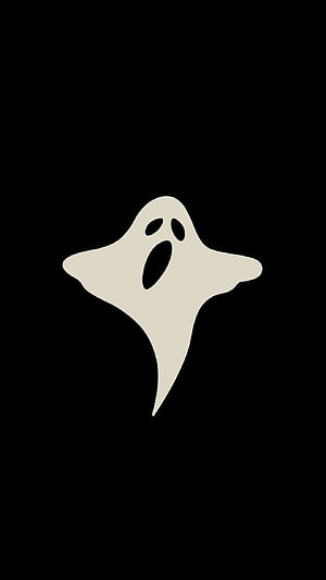 Minimalist White Ghost Silhouette on Black Background Halloween Wallpaper HD phone wallpaper