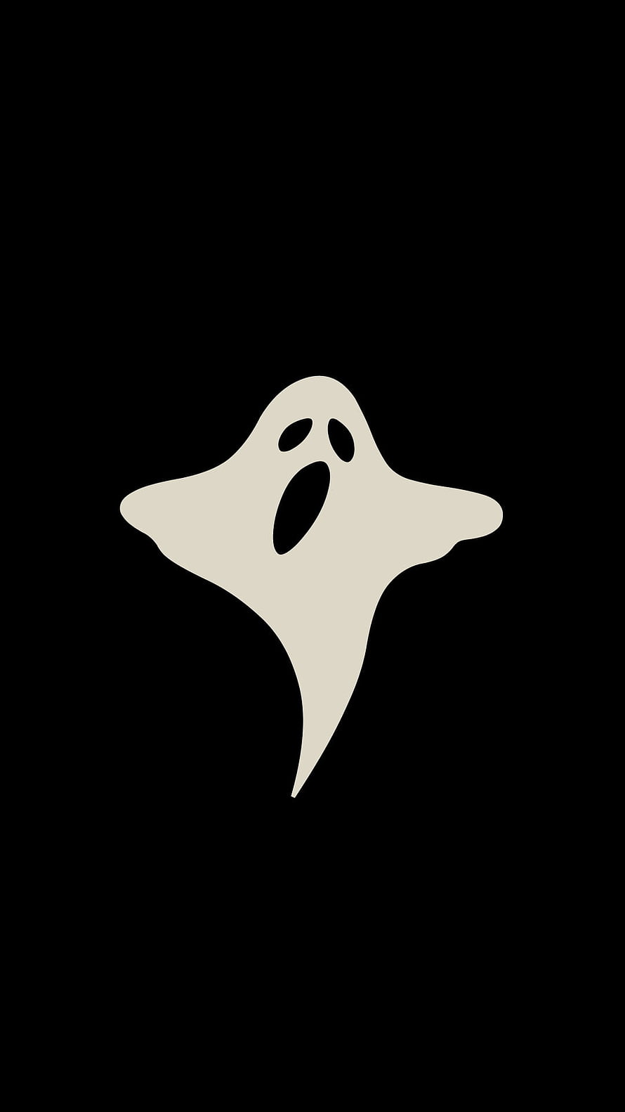 Minimalist White Ghost Silhouette on Black Background Halloween Wallpaper HD phone wallpaper