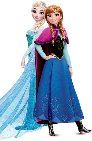 Elsa and Anna from Disney's Frozen standing together in their iconic blue and purple dresses HD phone wallpaper