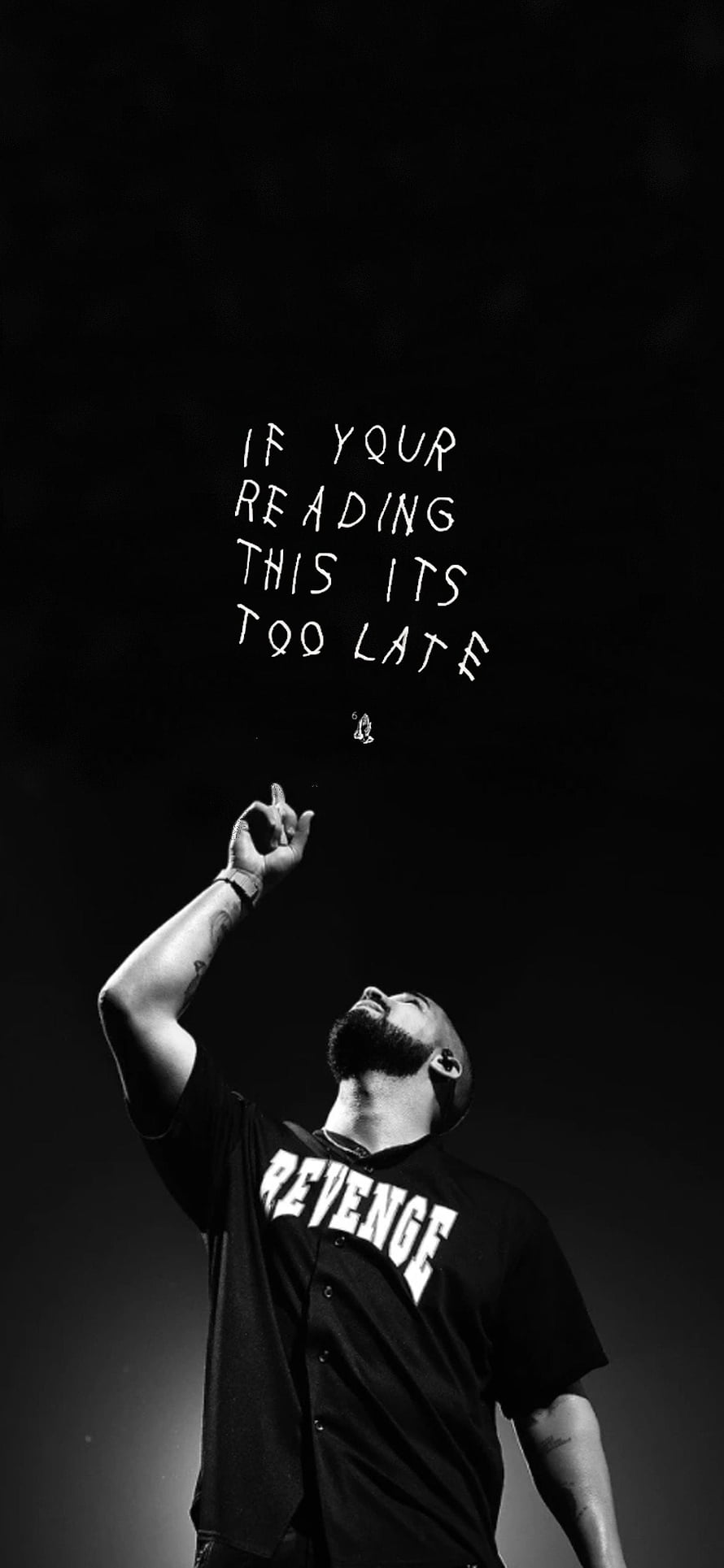 Drake in Black and White Wearing Revenge Jersey with IYRTITL Quote HD phone wallpaper