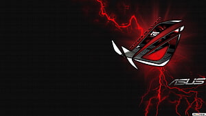 Asus Republic of Gamers ROG Eye Logo with Red Lightning on Black Background HD wallpaper
