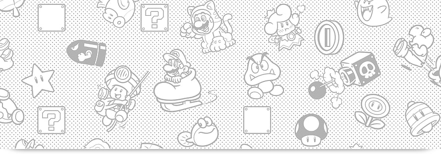 Super Mario 35th Anniversary Line Art Pattern Featuring Classic Characters and Items HD wallpaper