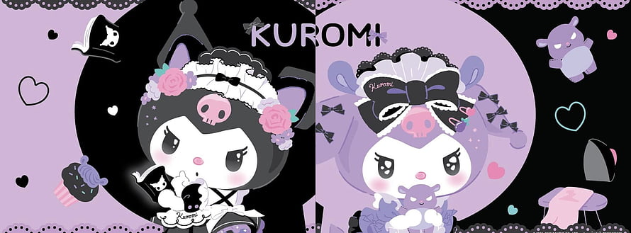 Kuromi Sanrio Character in Gothic Lolita Style with Skull and Ribbon Accessories HD wallpaper
