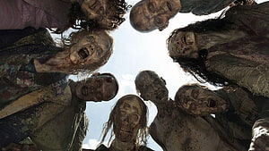 The Walking Dead Slabtown Episode Featuring A Circle Of Decayed Walkers Looking Down HD wallpaper