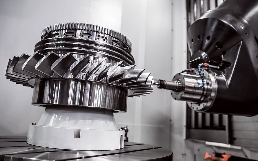 Precision CNC Machining of a Turbine Rotor in an Industrial Workshop HD wallpaper