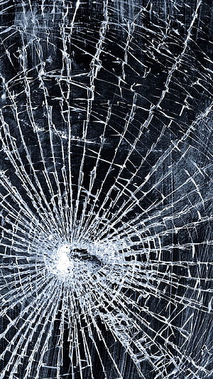 Shattered Glass Texture With Radial Fracture Pattern On Dark Background HD phone wallpaper