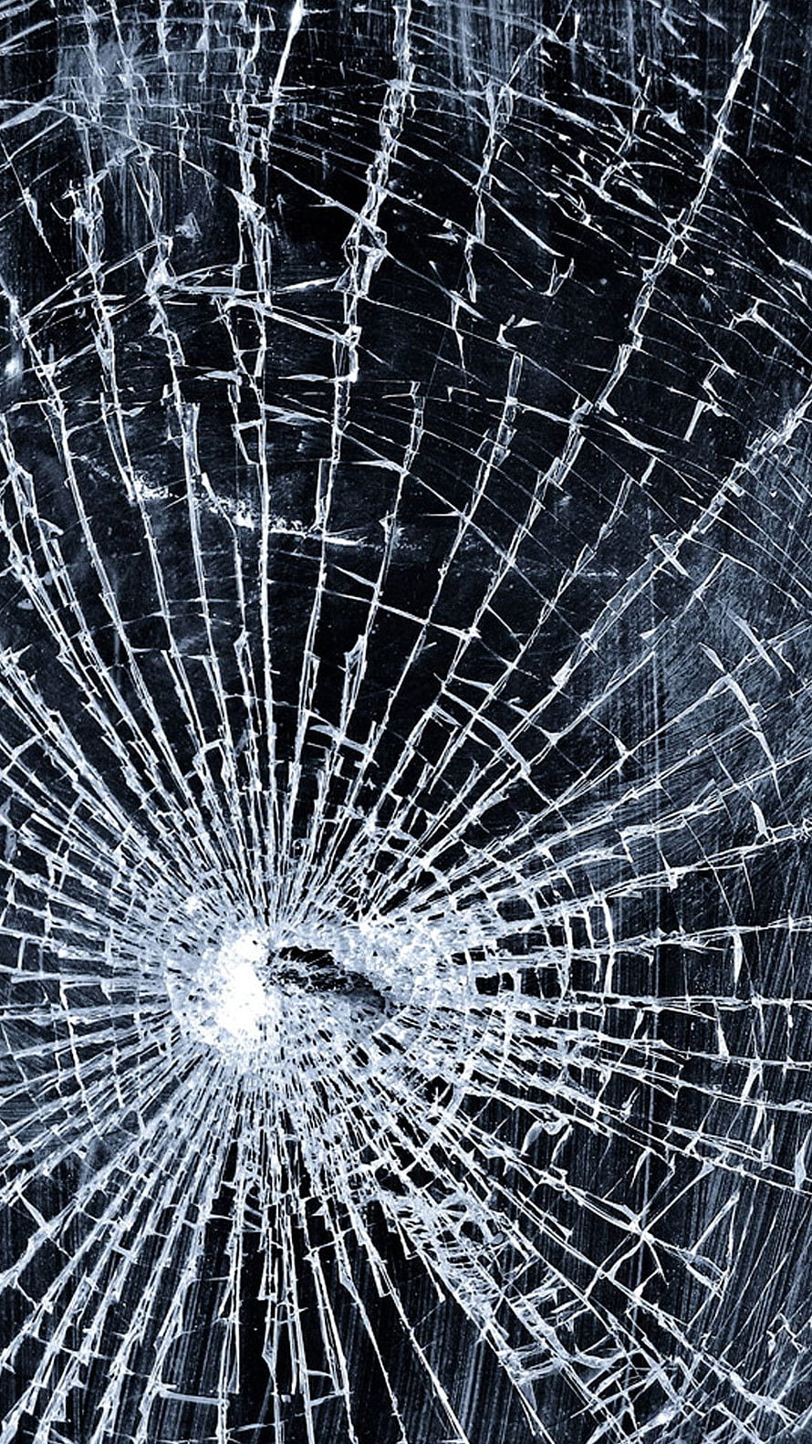 Shattered Glass Texture With Radial Fracture Pattern On Dark Background HD phone wallpaper