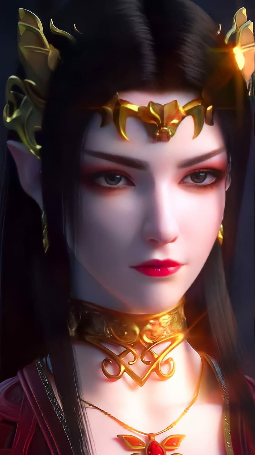 Fantasy Elf Woman Portrait With Golden Crown And Red Gem Necklace, 3d hand painting ming xiong – Artofit, cai lin HD phone wallpaper