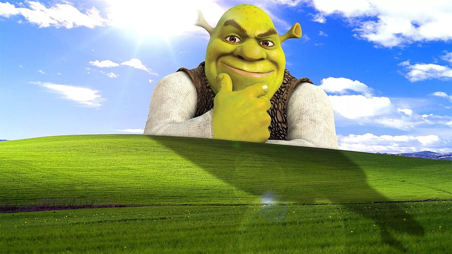 Shrek Peeking Over Green Hill Desktop Wallpaper HD wallpaper