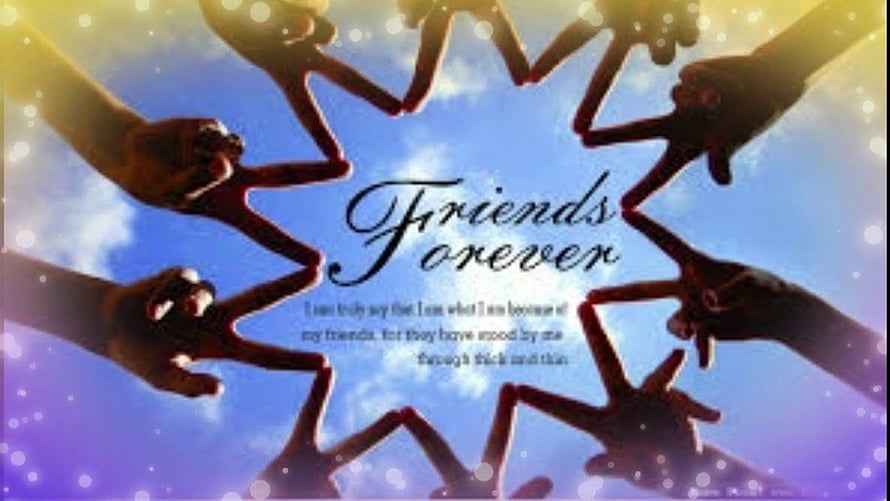 Friends Forever Star Shape Hands Against Blue Sky With Inspirational Quote HD wallpaper