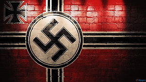 Nazi Germany Flag Design With Iron Cross And Swastika On Red Brick Wall HD wallpaper